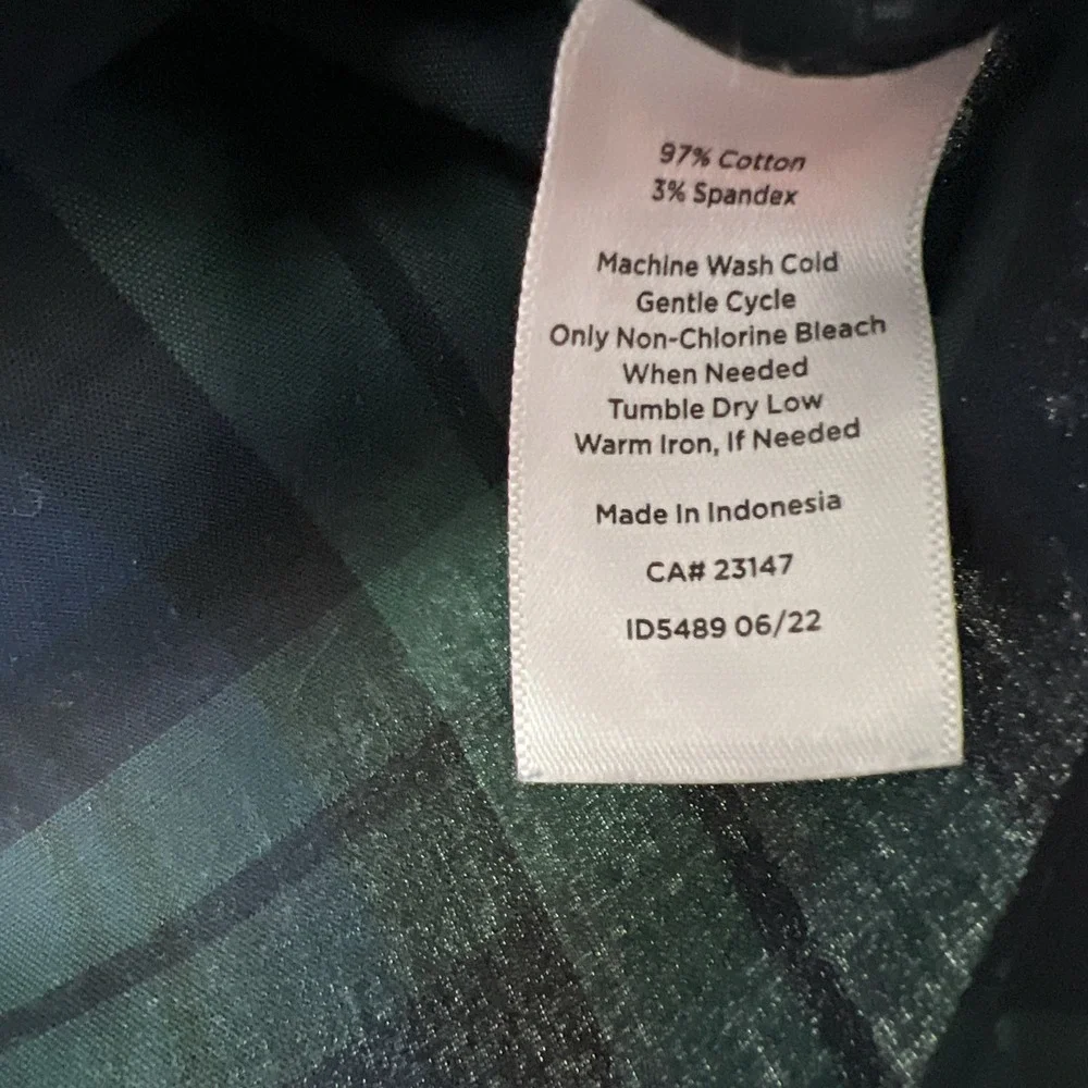 Talbots Non Iron Button Up Blouse Women 4p Petite Blackwatch Tartan Plaid Preppy - Picture 5 of 11